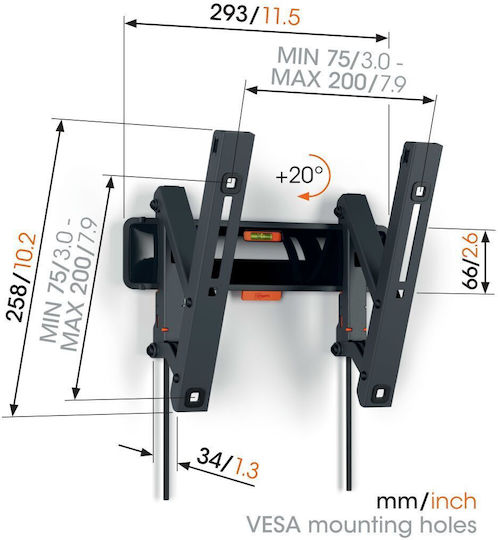 Vogel's TVM 3213 Βάση Τηλεόρασης Τοίχου έως 43" και 15kg
