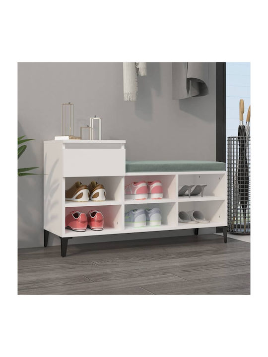 Wooden Shoe Organizer with 6 Shelves White 102x36x60cm