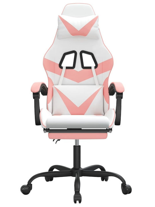 vidaXL 3143863 Gaming Chair with Footrest White / Pink