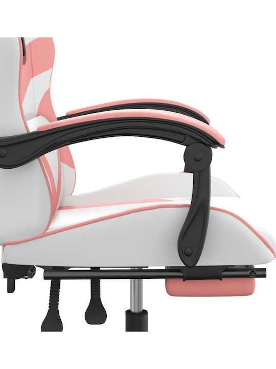 vidaXL 3143863 Gaming Chair with Footrest White / Pink