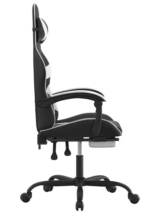 vidaXL 3143859 Καρέκλα Gaming Δερματίνης με Υποπόδιο Μαύρο/Λευκό