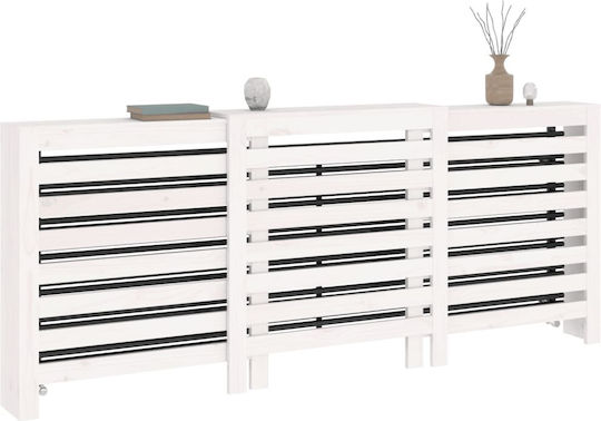 vidaXL Калориферен Капак от Масивно Дърво Бял 210x21x85см