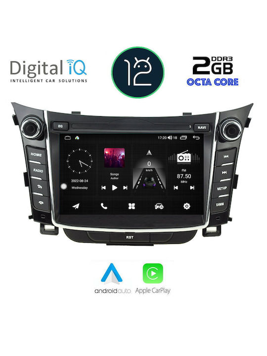 Digital IQ Sistem Audio Auto pentru Hyundai i30 2012-2017 (Bluetooth/USB/AUX/WiFi/GPS/Apple-Carplay/Partitură) cu Ecran Tactil 7"