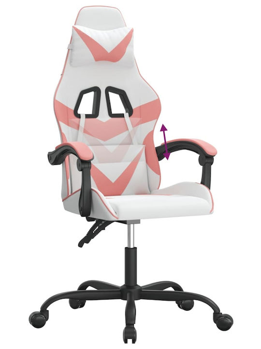 vidaXL 3143851 Καρέκλα Gaming Δερματίνης Λευκό/Ροζ