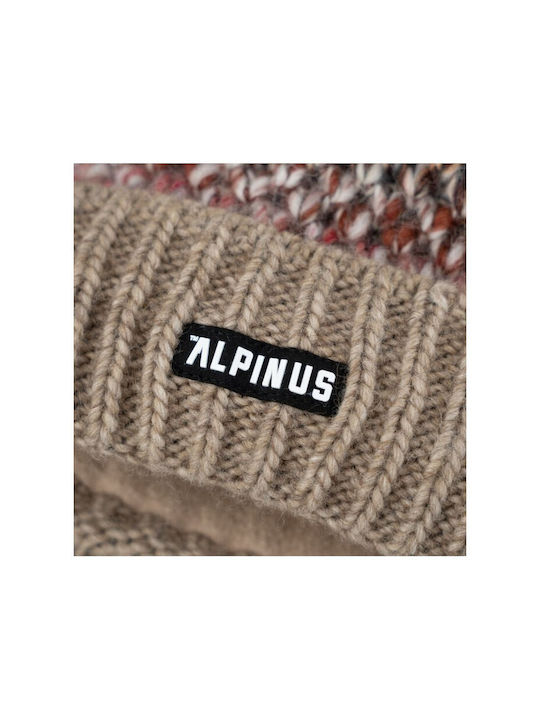 Alpinus Autiola Pom Pom Beanie Fleece Beanie Knitted in Beige color