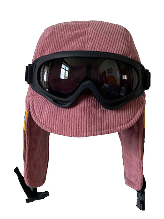 Woman Earflap Beanies Caps Glasses Pink