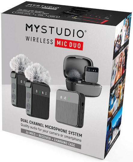 EasyPix MyStudio MIC DUO Σετ Ασύρματο Δυναμικό Μικρόφωνο Πέτου, Clip On για Φωνητικά