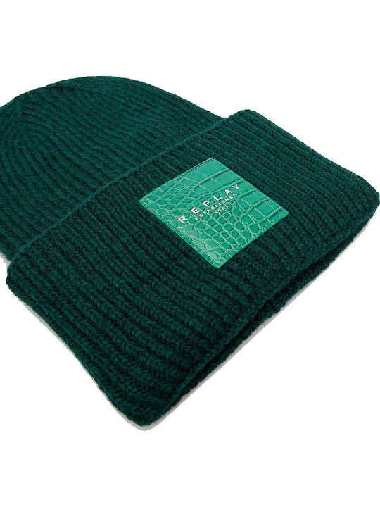 Beanie Ανδρικός Σκούφος με Rib Πλέξη σε Πράσινο χρώμα