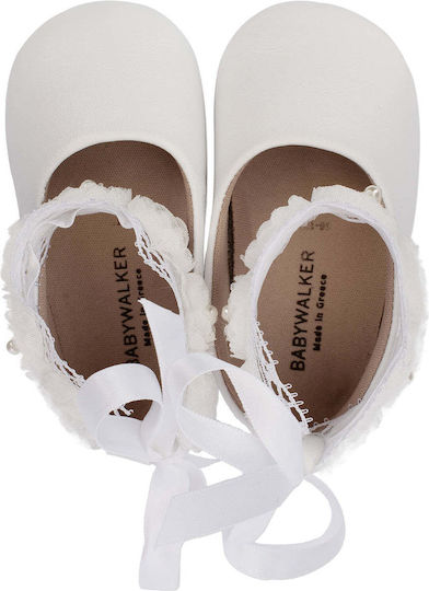 Babywalker Baptism Leather Soft Sole Pumps Ecru