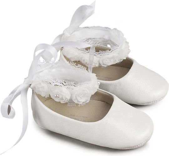 Babywalker Baptism Leather Soft Sole Pumps Ecru