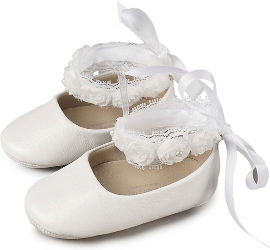 Babywalker Baptism Leather Soft Sole Pumps Ecru