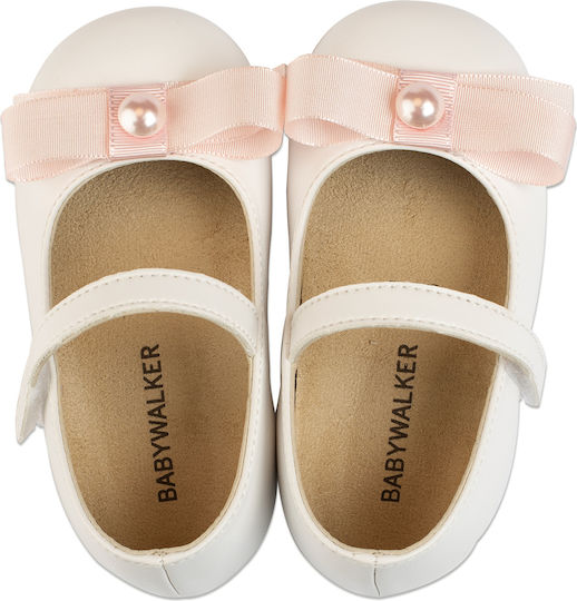 Babywalker Babywalker Baptism Leather Pumps White-Pink