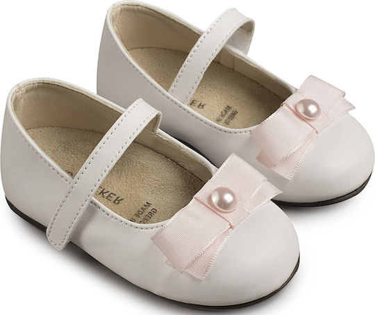 Babywalker Babywalker Baptism Leather Pumps White-Pink