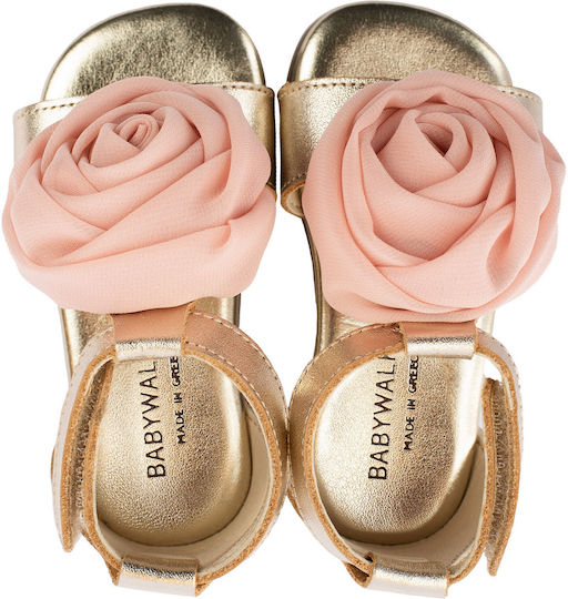Babywalker Taufschuhe aus Leder in Gold-Rosé