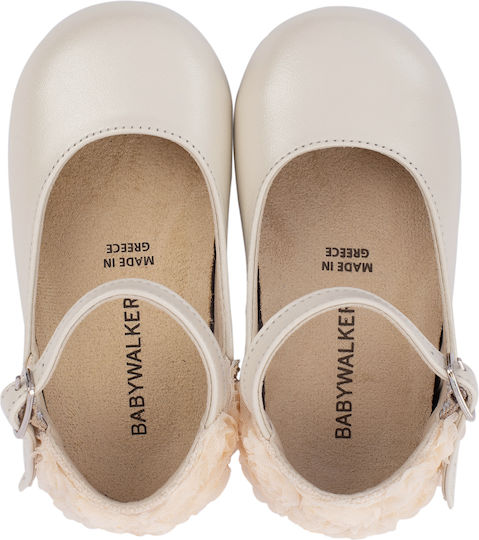 Babywalker Christening Leather Pumps Ivory