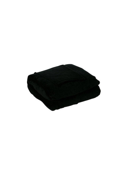 Pătură Fleece Cu Mâneci 138x180cm Neagră