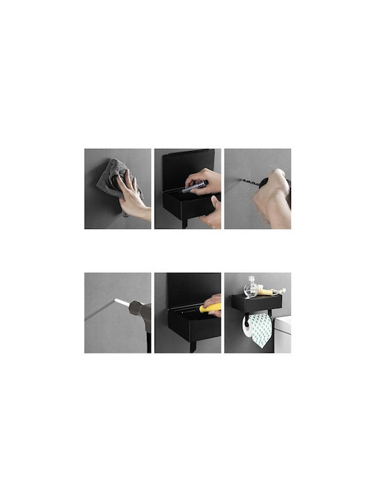 AT00020178 Metallic Paper Holder Wall Mounted Black