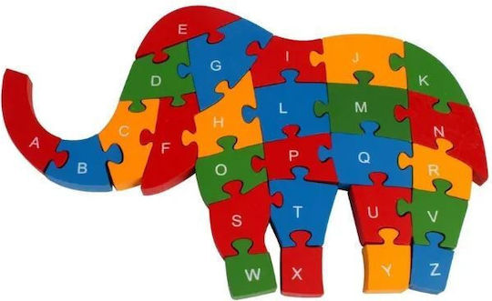 Ξύλινο Παιδικό Puzzle Σφηνώματα Ελέφαντας για 3+ Ετών 26pcs Perfectoys
