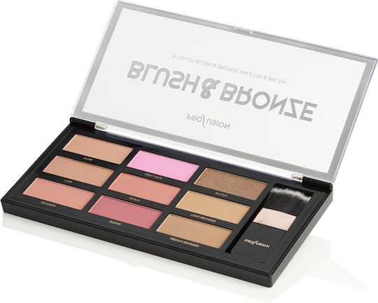 Profusion Cosmetics Παλέτα με Ρουζ 9 Color Blush & Bronze Palette & Brush