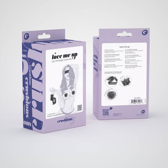 Crushious BDSM Kit Χειροπέδων Μάσκας & Διακοσμητικά Θηλών Μαύρο 3τμχ