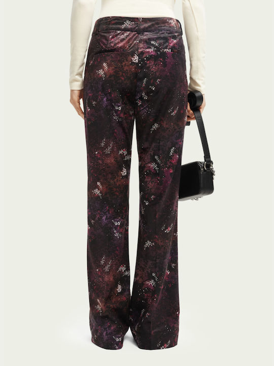 Scotch & Soda Women's High-waisted Velvet Trousers Flare Midnight Slate