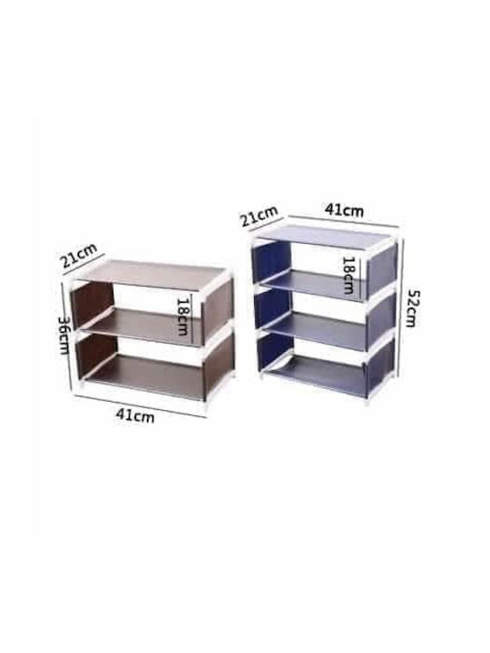 Plastică Suport pentru pantofi cu 3 Rafturi Albastru L43xW26xH72cm