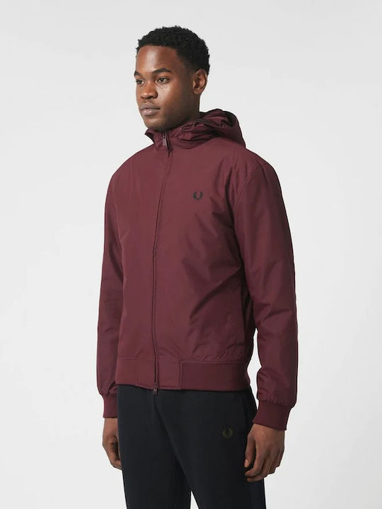 Fred Perry Herren Winter Jacke Lässig Burgundisch