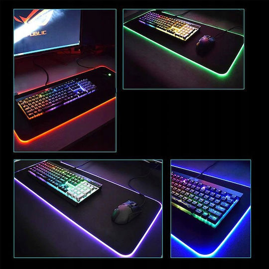 Factory 12200015 Gaming Mauspad XXL (800mm) mit RGB-Beleuchtung via USB Schwarz
