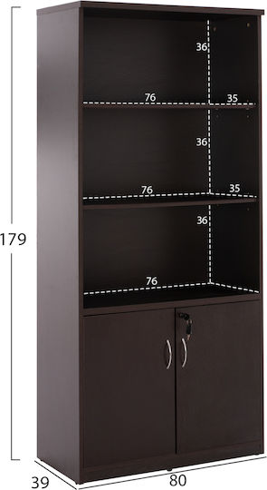 Βιβλιοθήκη Sienna Κερασι 80x39x179εκ.