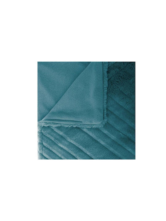Atmosphera Fleece Blanket Sofa 120x160cm Petrol Blue