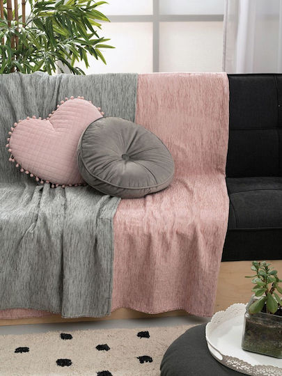 Palamaiki Four-Seater Sofa Throw 2 Sides Genoa 180x320cm Grey / Pink