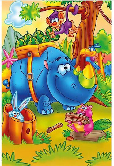 Wooden Kids Puzzle The Hardworking Rhinoceros for 3+ years+ Years 16pcs Art Puzzle