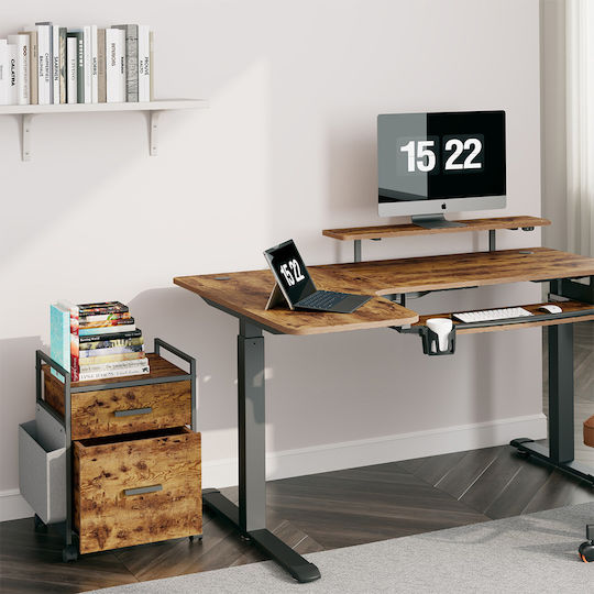 Office Storage Drawer with Wheels & 2 Drawers Brown L48.5xW48.5xH64.5cm ERK-HORB-US