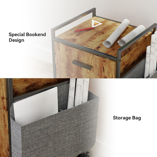 Office Storage Drawer with Wheels & 2 Drawers Brown L48.5xW48.5xH64.5cm ERK-HORB-US