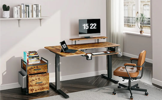 Office Storage Drawer with Wheels & 2 Drawers Brown L48.5xW48.5xH64.5cm ERK-HORB-US