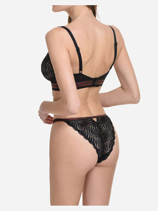 Miss Rosy Tanga Women's Slip with Lace Black