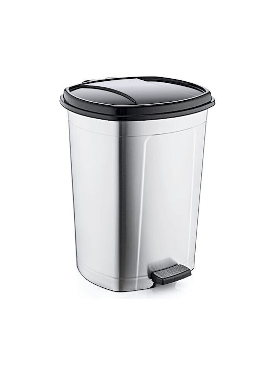 Ozer Plastik Ozer Plastik Mülleimer Mit Pedal Silber 50lt