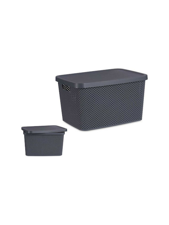 Kipit Plastic Storage Box with Lid Gray 39x22x28cm
