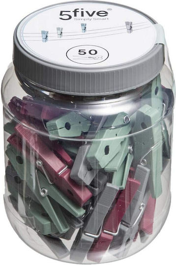 5Five Pegs Wäscheklammern aus Kunststoff 50Stück Mehrfarbig