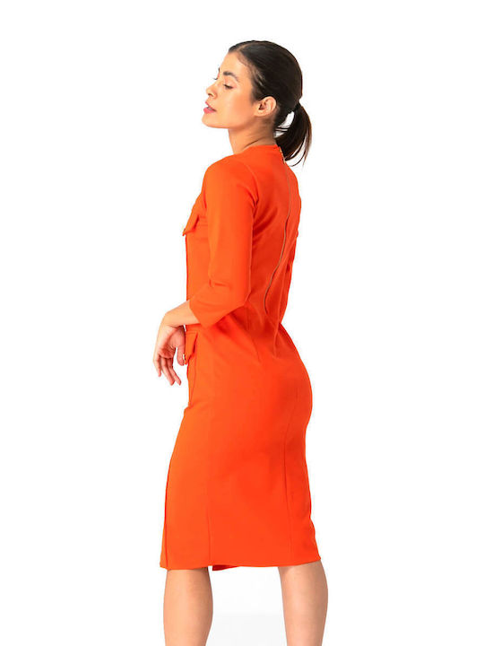 Women's Midi Dress N2110 - Pencil ORANGE 027100008001