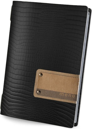 DAG Style Menü-Halter Leder in Schwarz Farbe 21x14.8 cm Golfo Glossy