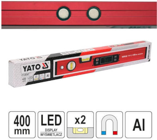 Yato YT-30397 Αλφάδι Αλουμινίου Ηλεκτρονικό Μαγνητικό 40εκ. με 2 Μάτια