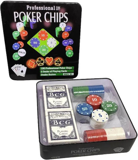 Modiano Set 100 Poker Chips 4gr in Metallic Box with Deck