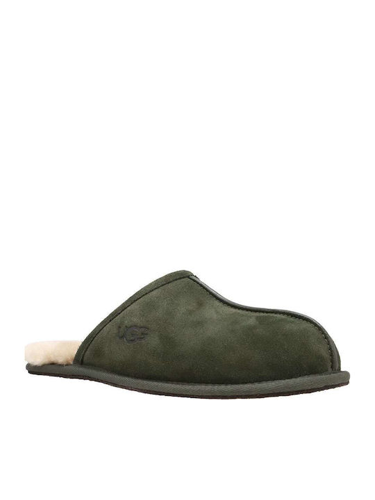 UGG Scuff Δερμάτινες Χειμερινές Ανδρικές Παντόφλες Πράσινες