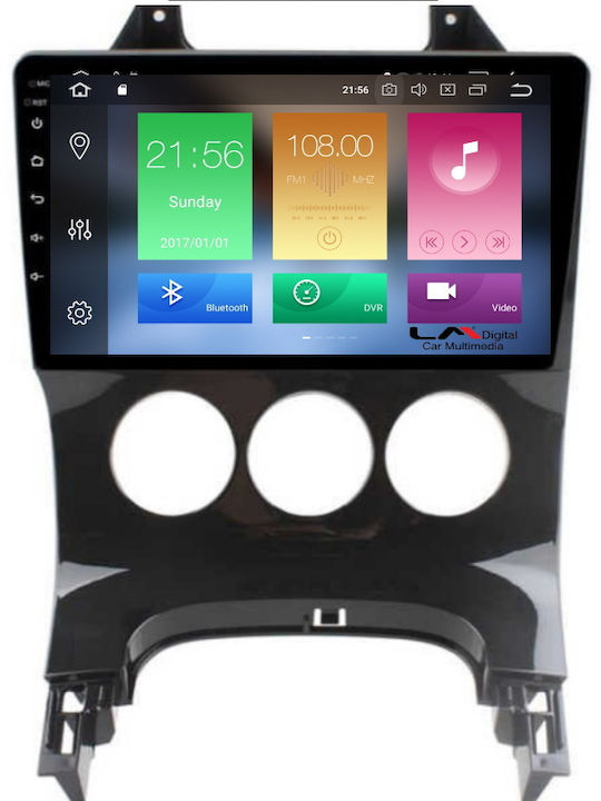 LM Digital Car Audio System for Peugeot 3008 / 206 / 5008 2009-2016 with A/C (Bluetooth/USB/WiFi/GPS/Apple-Carplay/Android-Auto) with Touch Screen 9"