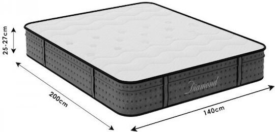 Pakketo Diamond Double Ergonomic Mattress Foam / Memory Foam 140x200x27cm with Independent Springs