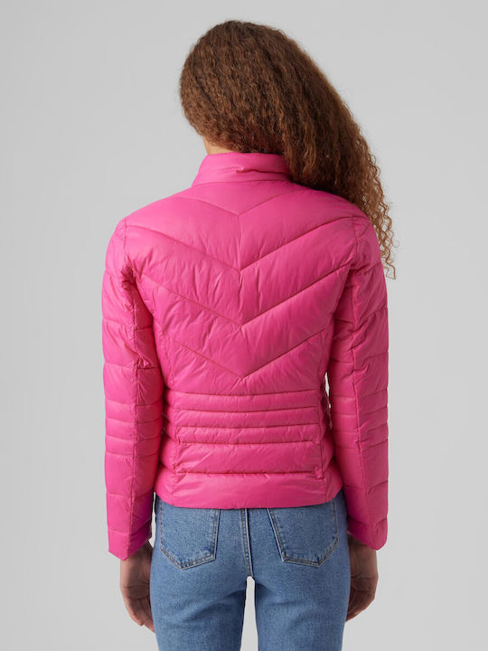 Only Women's Short Puffer Jacket for Winter Fuchsia