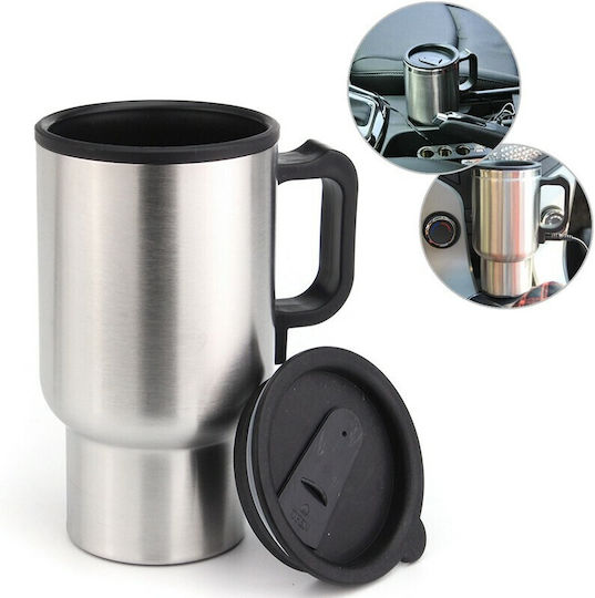 Mug Thermos Stainless Steel Silver with Handle