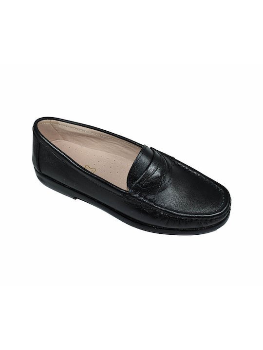 Women's Leather Moccasins Step Shoes 096 Black