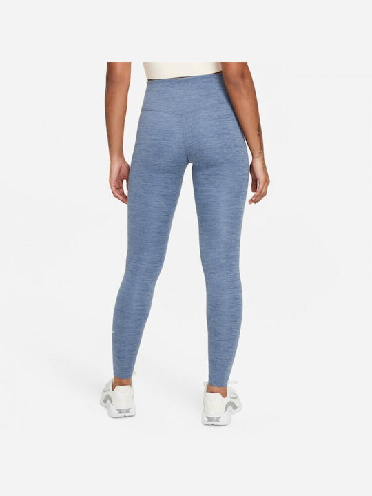 Nike Dri-Fit One Yoga Frauen Lang Leggings Hochgeschnitten Blau